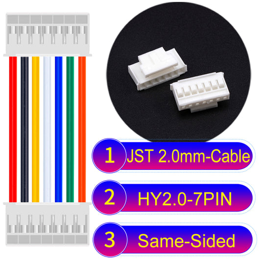 JST HY2.0mm 7Pin Same-Side-Head 22AWG UL1007 PVC Cable for reliable electrical connections.