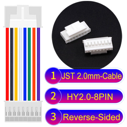 JST HY2.0mm 8Pin Reverse-Side-Head 22AWG UL1007 PVC Cable for reliable electrical connections.