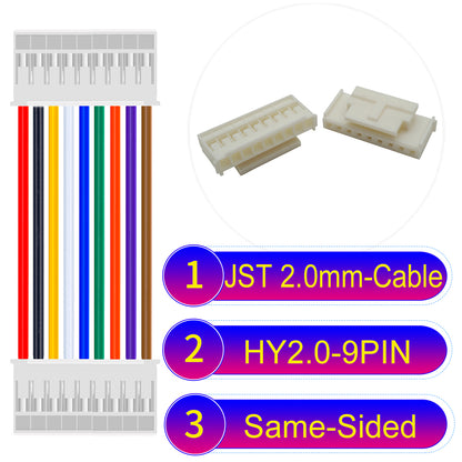 JST HY2.0mm 9Pin Same-Side-Head 22AWG UL1007 PVC Cable for reliable electrical connections.