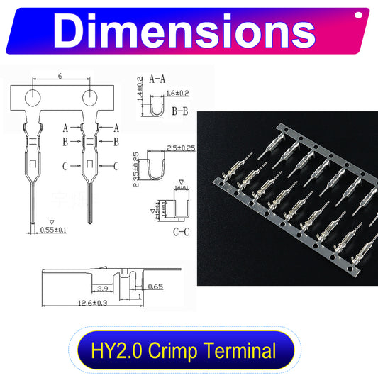 JST HY 2.0mm pre-crimped terminal cable for PCB, battery, and industrial use