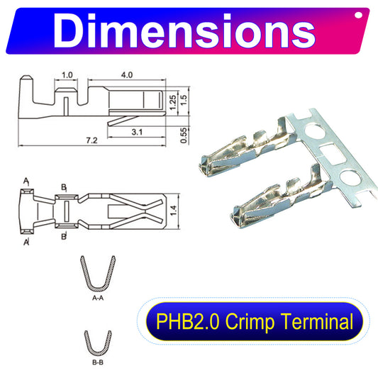 JST PHB Locking 2.0mm single-head pre-crimped terminal silicone cable