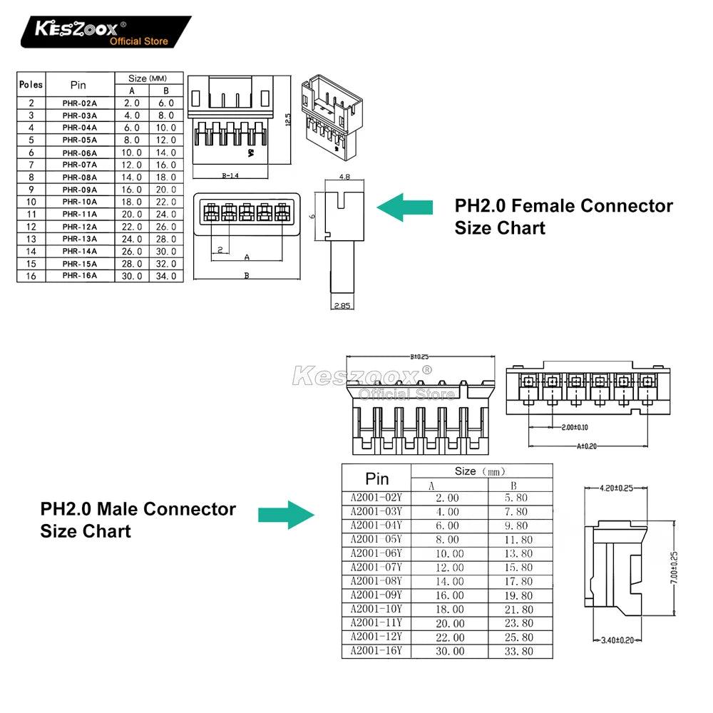 JST PH 2.0 Male & Female Cable Connector Kit-5