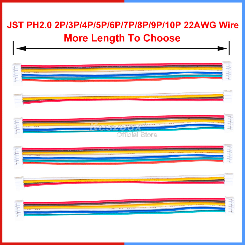 JST PH 2.0mm 10-pin connector cables-5