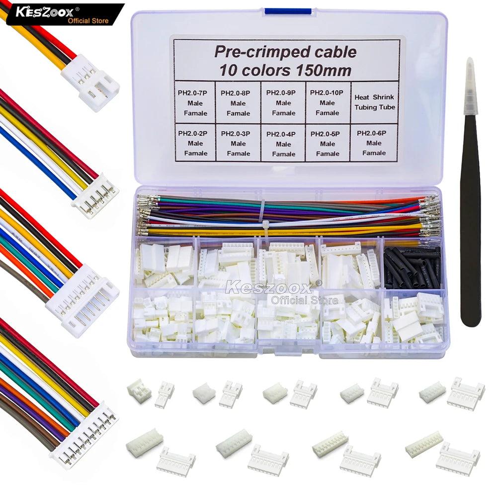 JST PH Male/Female Housing 22AWG Cable Connector Kit