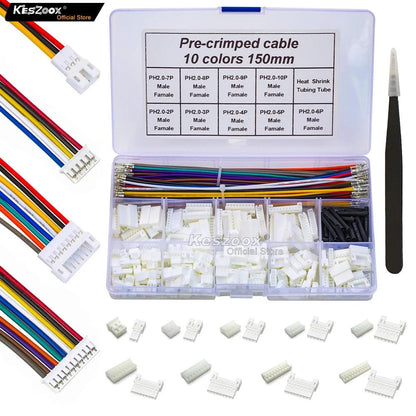 JST PH Male/Female Housing 22AWG Cable Connector Kit