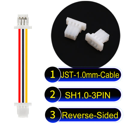JST SH1.0 3Pin Reverse-Side-Head cable, UL1571-certified, 1.0mm pitch, perfect for precision instruments and portable devices.