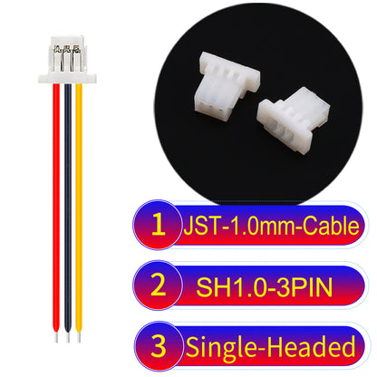 JST SH1.0 3in single-headed cable, UL1571-certified, 1.0mm pitch, perfect for precision instruments and portable devices.