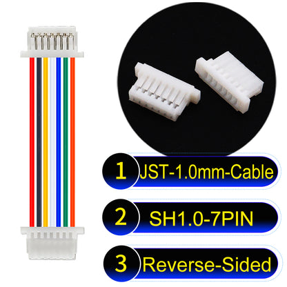 JST SH1.0 7Pin Reverse-Side-Head cable, UL1571-certified, 1.0mm pitch, perfect for precision instruments and portable devices.