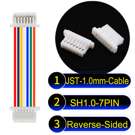 JST SH1.0 7Pin Reverse-Side-Head cable, UL1571-certified, 1.0mm pitch, perfect for precision instruments and portable devices.
