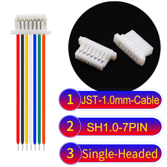 JST SH1.0 7Pin single-headed cable, UL1571-certified, 1.0mm pitch, perfect for precision instruments and portable devices.