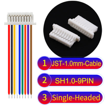 JST SH1.0 9Pin single-headed cable, UL1571-certified, 1.0mm pitch, perfect for precision instruments and portable devices.