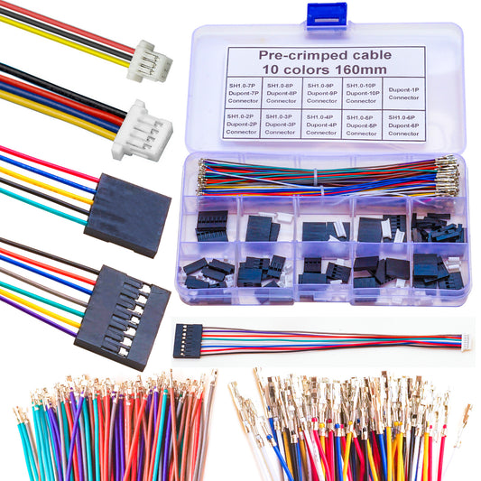 JST_SH1.0_to_Dupont_2.54_Connector_Kit_with_28AWG_Pre-Crimped_Wires_Full_Set