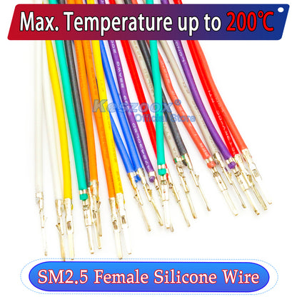 JST SM 2.5mm Male single-head Pre-Crimped Terminal Silicone Cable (Without Connector), 22AWG UL3239 Soft Wire 200℃ Heat Resistant 3KV 3A