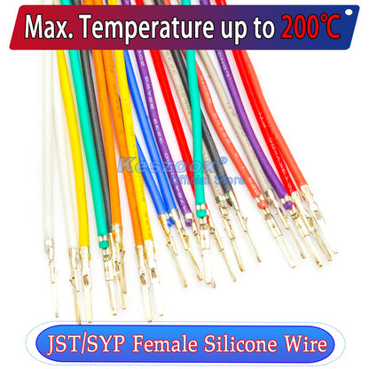 JST SYP 2.5mm Female single-head Pre-Crimped Terminal Silicone Cable (Without Connector), 22AWG UL3239 Soft Wire 200℃ Heat Resistant 3KV 3A