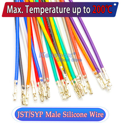 JST SYP 2.5mm Male single-head Pre-Crimped Terminal Silicone Cable (Without Connector), 22AWG UL3239 Soft Wire 200℃ Heat Resistant 3KV 3A