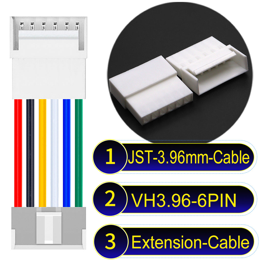 JST VH 6Pin Male Female Extension cable, 3.96mm pitch, 18AWG copper wire, UL1007 certified, ideal for home appliances, automotive, and LED lighting connections.