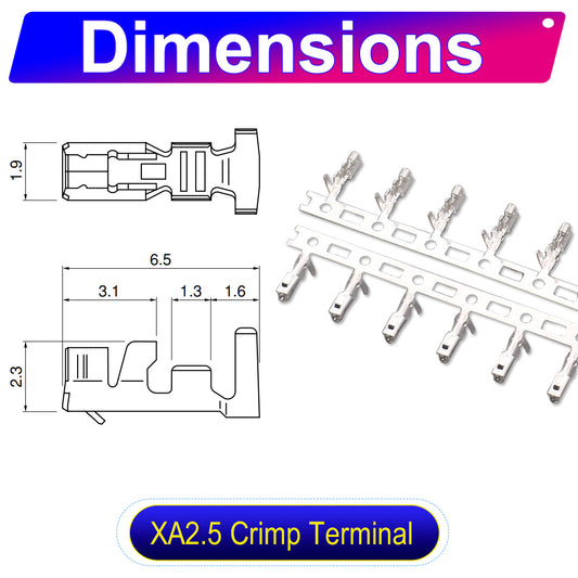 JST XA 2.5mm pre-crimped terminal silicone cable