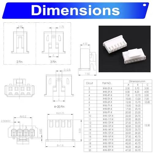 JST XHS Single Row Female Connectors Kit-3