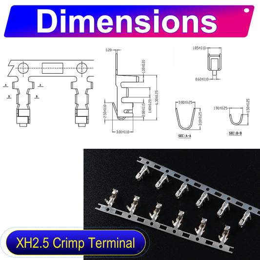 JST XH 2.5mm female pre-crimped terminal cable