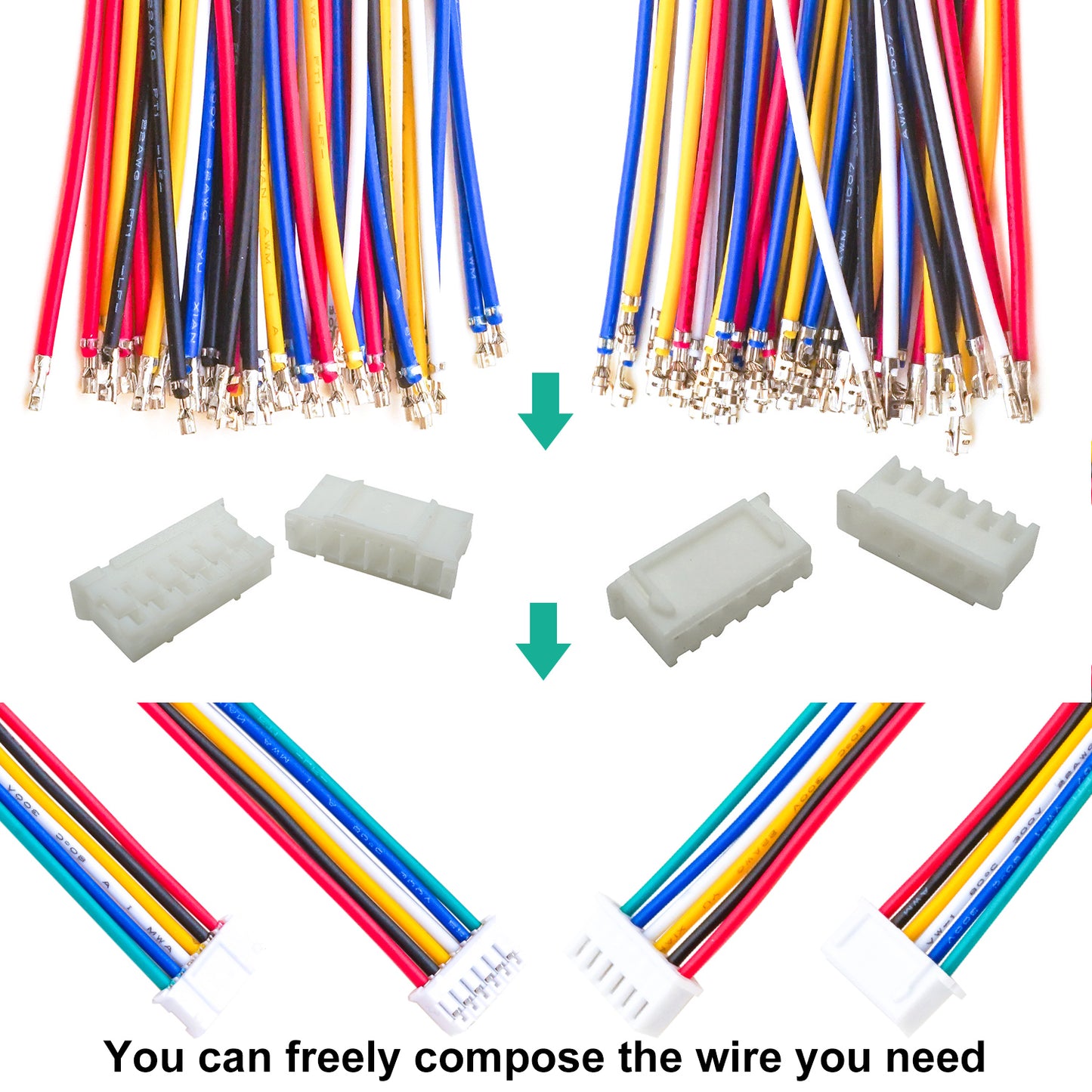 JST XH to PH connector kit used for LED strips, sensors, PCB boards, and DIY wiring projects