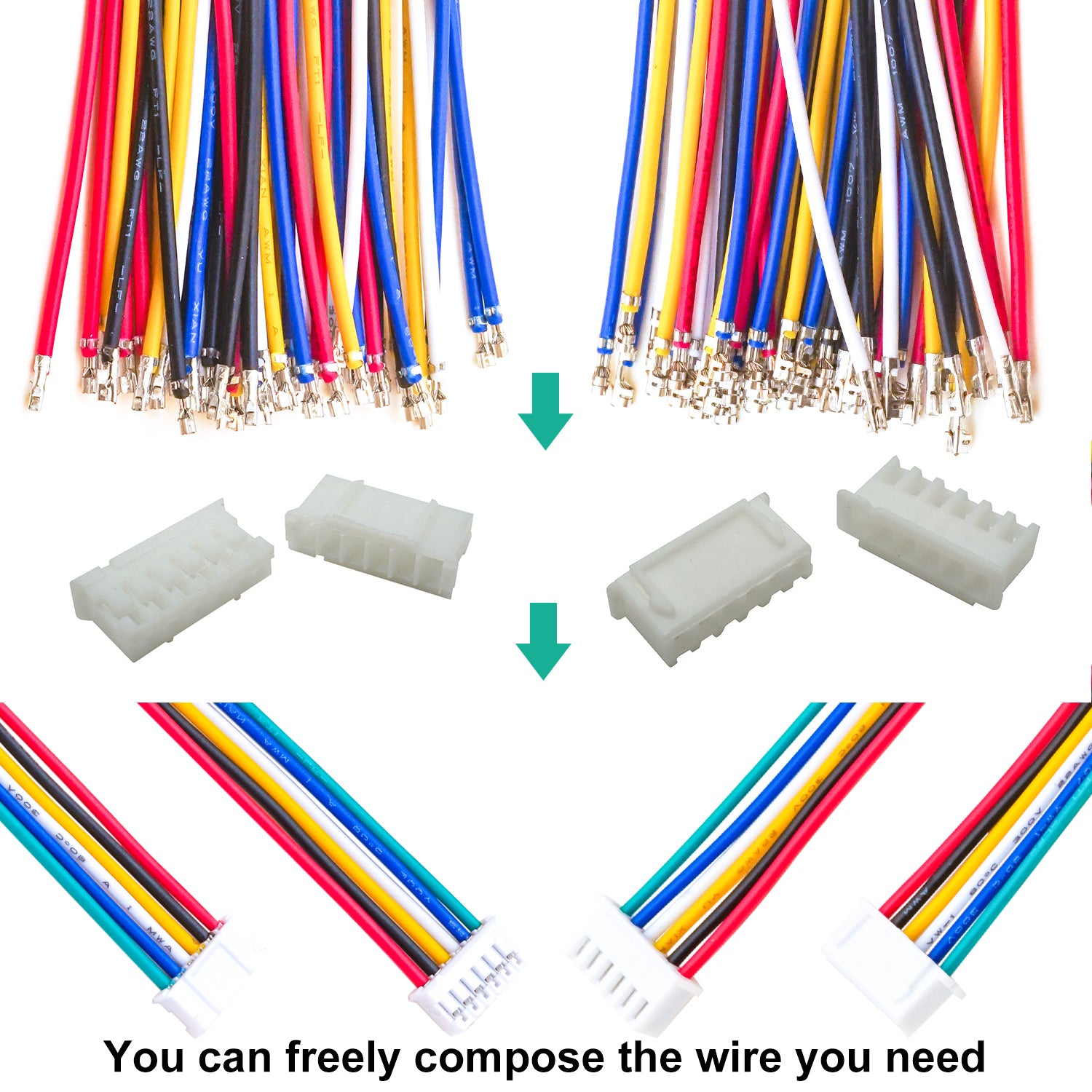 JST XH to PH connector kit used for LED strips, sensors, PCB boards, and DIY wiring projects