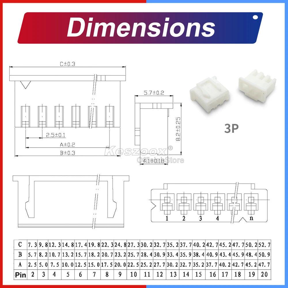 JST xh connector 3Pin Terminal wire 6