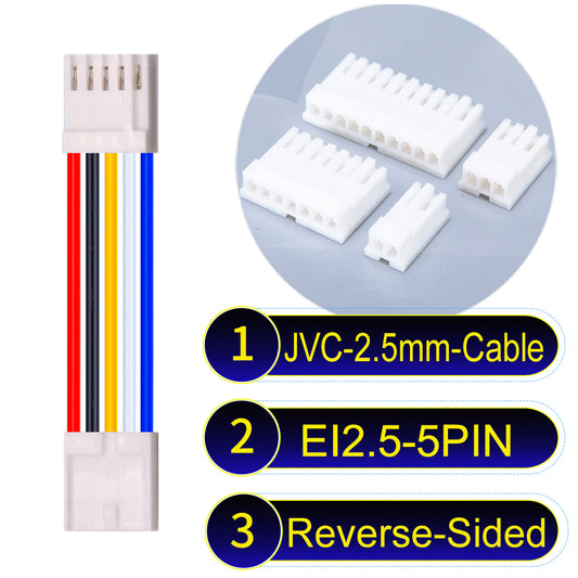 JVC 2.5mm 5Pin  Reverse-Side-Head 22AWG UL1007 PVC Cable for reliable electrical connections in various applications.