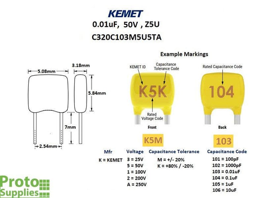 Capacitor Multilayer Ceramic 0.01uF 50V (10-Pack)