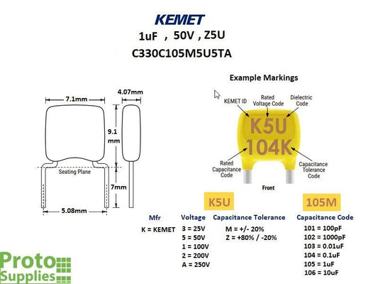 Capacitor Multilayer Ceramic 1uF 50V (5-Pack)