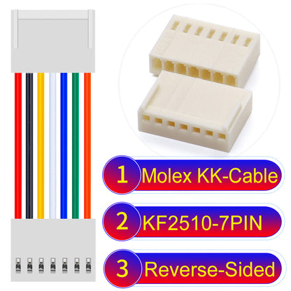 The Molex KK-Cable KF2510 7Pin Reverse-Side-Head 2.5mm 22AWG UL1007 PVC Cable is durable and versatile.