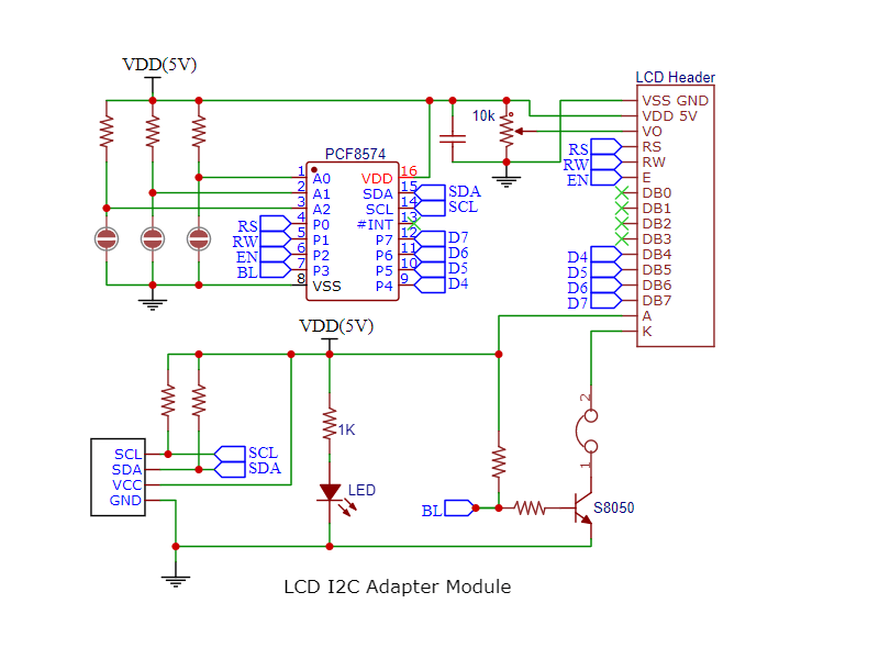 LCD I2C PCF8574 Interface Adapter