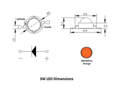 LED 3W Orange 600-605nm (10-Pack)