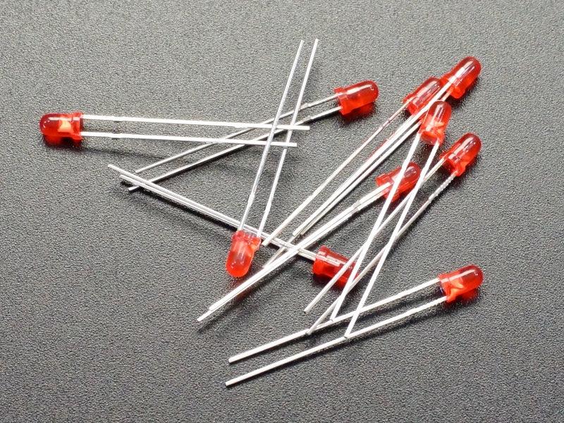 LED Red 3mm Diffused General Purpose (10-Pack)