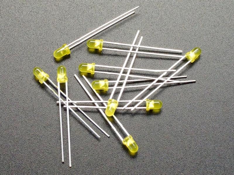 LED Yellow 3mm Diffused General Purpose (10-Pack)