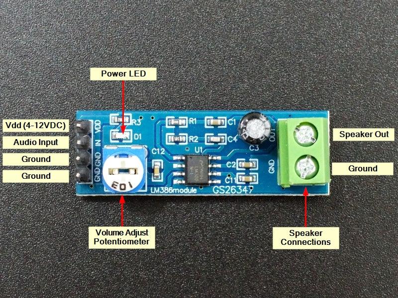 LM386 Audio Amplifier Module — 200x Gain, 5V, Arduino | Keszoox