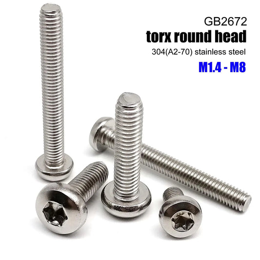 M1.4-M8_GB2672_extra-long_3-100mm_six-lobe_Torx_pan_round_head_screw_bolt_304_stainless_steel