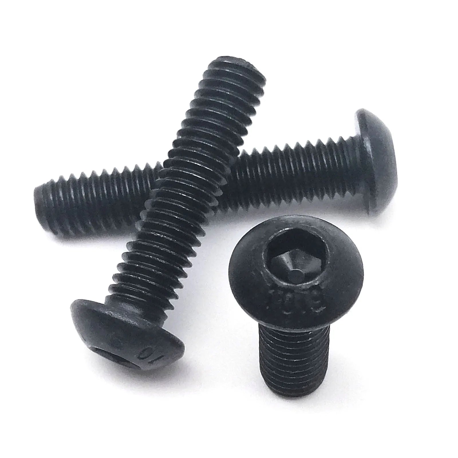 M1.6_M8_Black_Grade_10.9_Steel_ISO7380_Hex_Socket_Mushroom_Head_Screws_Front_View