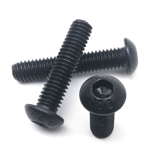 M1.6_M8_Black_Grade_10.9_Steel_ISO7380_Hex_Socket_Mushroom_Head_Screws_Front_View