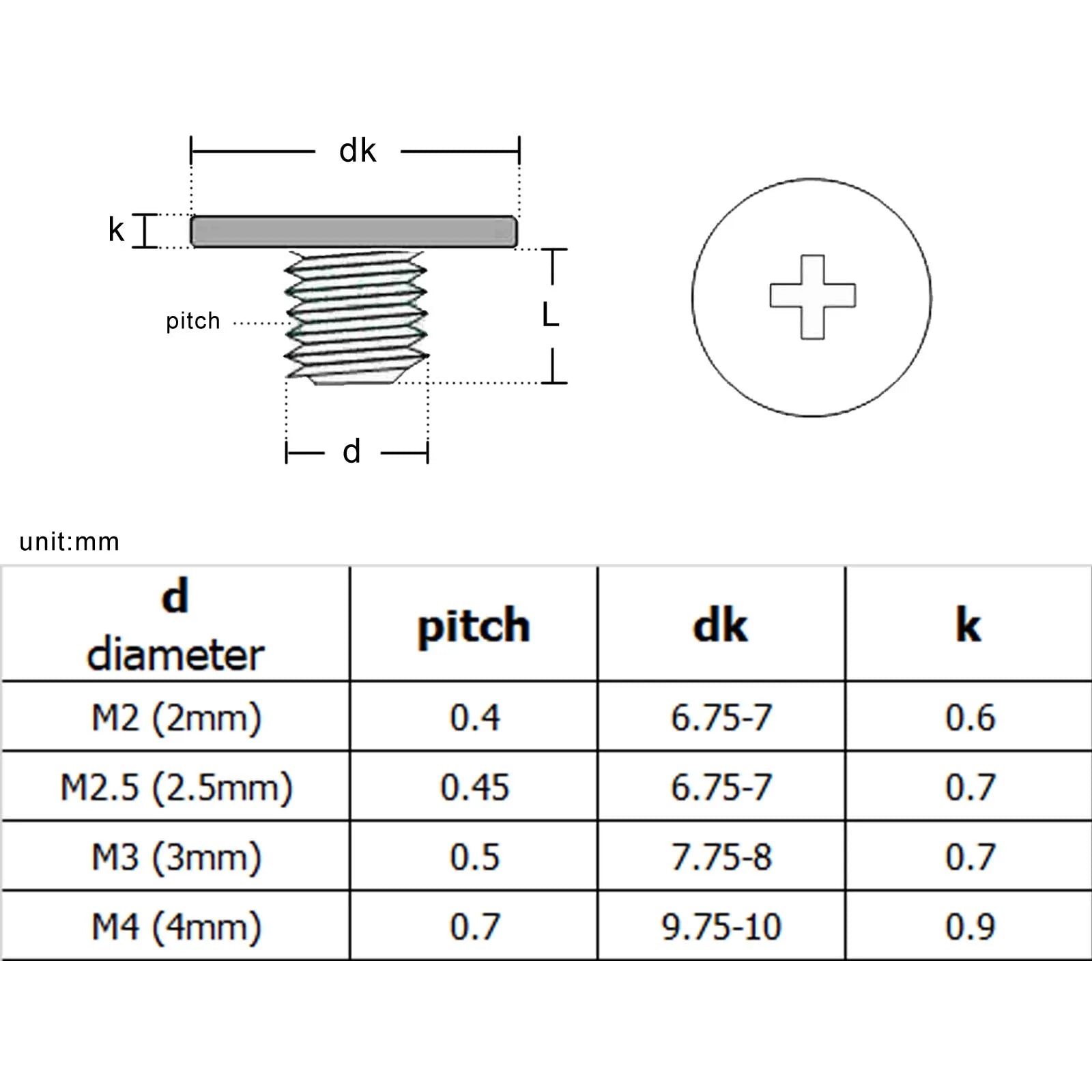 M2_M2.5_M3_M4_Phillips_ultrathin_flat_head_screw_for_computer_fixing