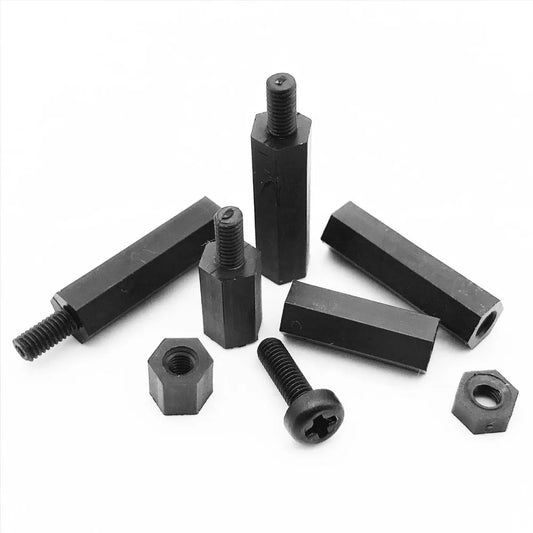 M2_M4_black_nylon_plastic_Phillips_screw_bolt_male-female_hex_standoff_hexagon_pillar_spacer_for_PCB_motherboard