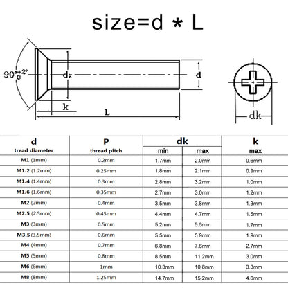 M8_304_Stainless_Steel_GB819_Phillips_Flat_Countersunk_Head_Screws_Front_View