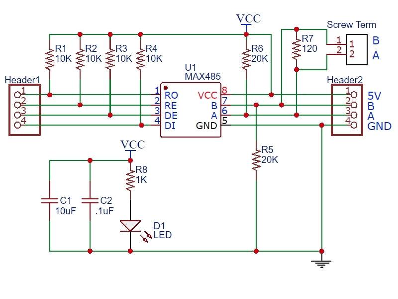 MAX485 TTL to RS-485 Interface Module