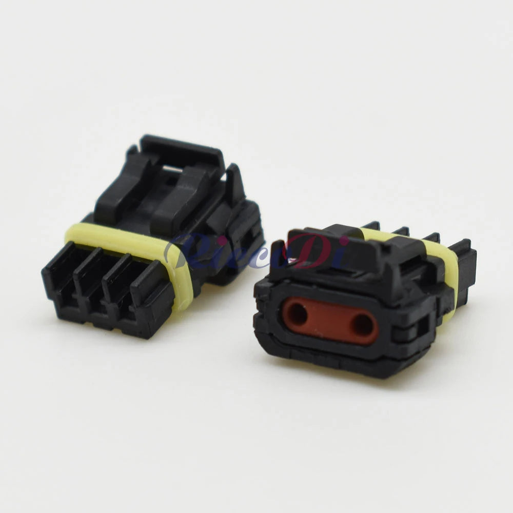 male and female automotive electrical plug connector with waterproof housing for vehicle wiring
