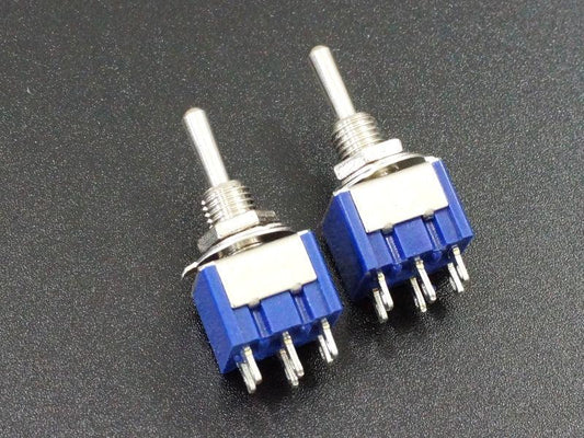 Miniature Toggle Switch DPDT ON-OFF-ON 6A (2-Pack)