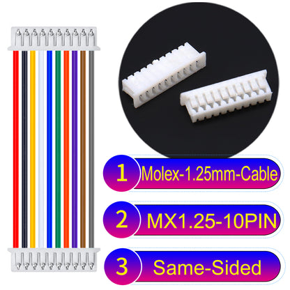 Molex 1.25mm Picoblade 10Pin Same-Side-Head 28AWG UL1571 Cable for compact and reliable connections.