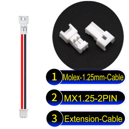 Molex 1.25mm Picoblade 2Pin Male Female Extension 28AWG UL1571 Cable for compact and reliable connections.