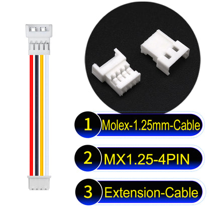 Molex 1.25mm Picoblade 4Pin Male Female Extension 28AWG UL1571 Cable for compact and reliable connections.