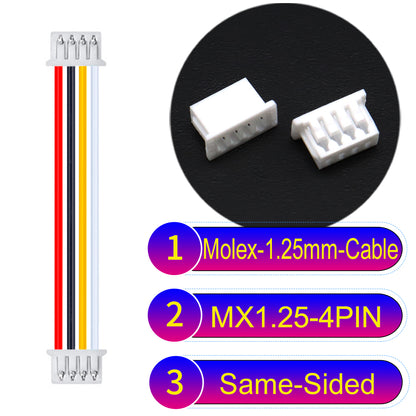 Molex 1.25mm Picoblade 4Pin Same-Side-Head 28AWG UL1571 Cable for compact and reliable connections.
