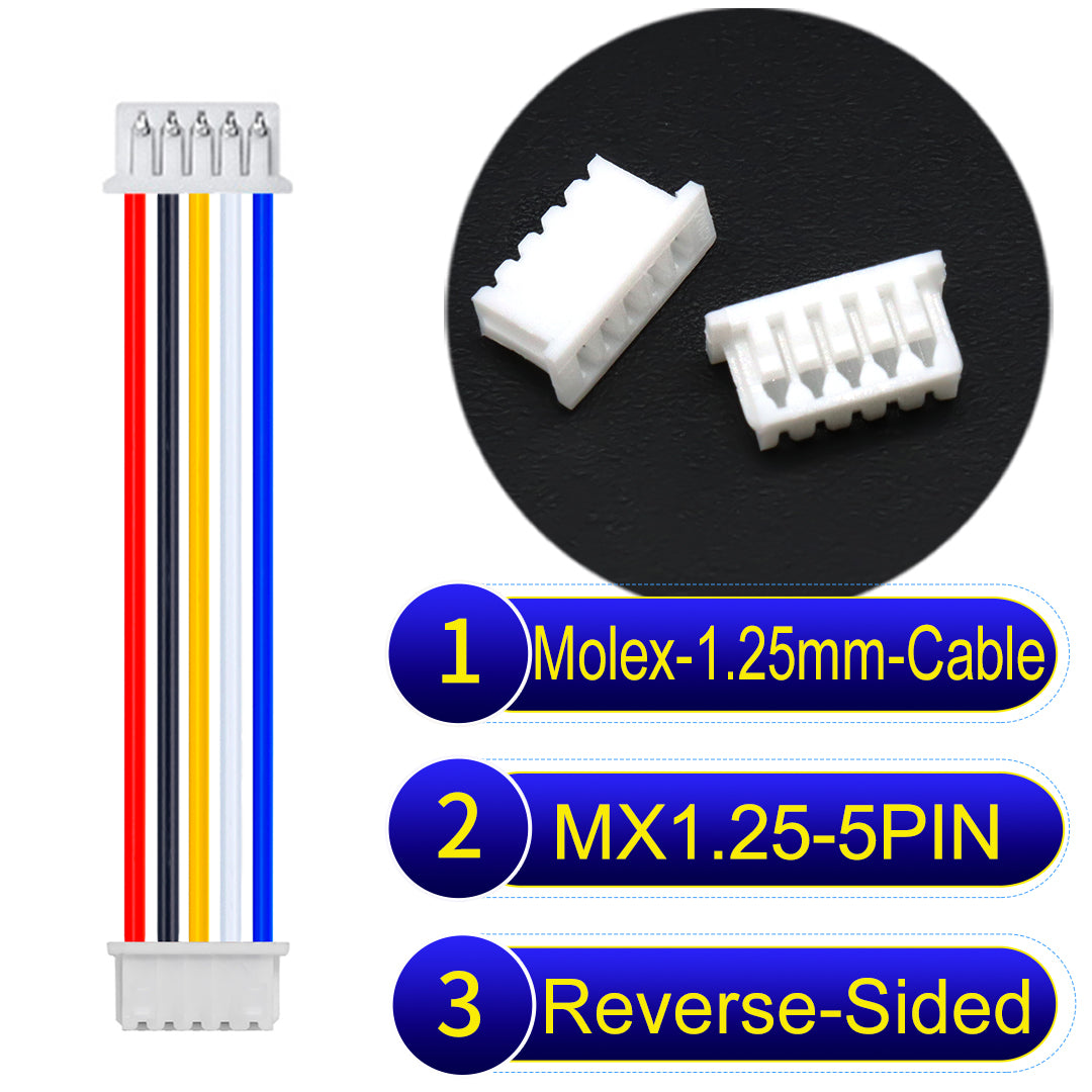 Molex 1.25mm Picoblade 5Pin Reverse-Side-Head 28AWG UL1571 Cable for compact and reliable connections.