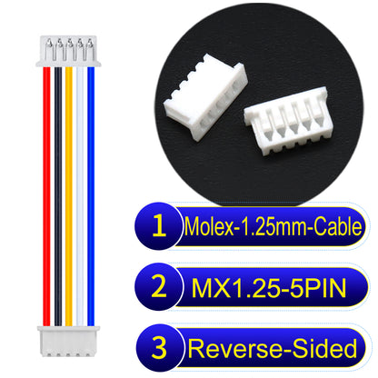 Molex 1.25mm Picoblade 5Pin Reverse-Side-Head 28AWG UL1571 Cable for compact and reliable connections.